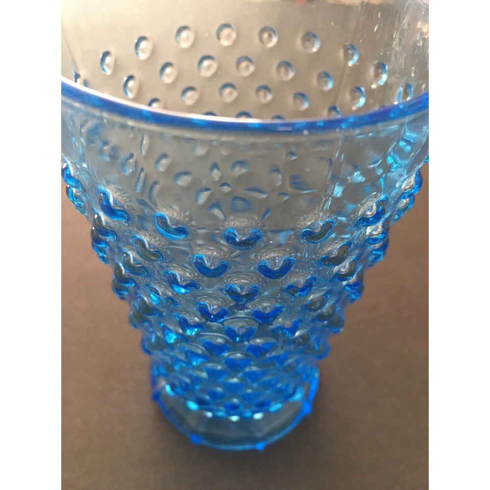 1 Vintage Indiana Glass Tiara Blue Hobnail Footed Tumbler Glass 12 oz each Rare